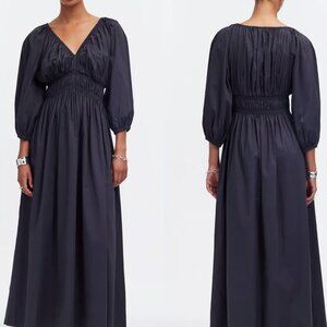 Madewell V-Neck Balloon-Sleeve Maxi Dress Black